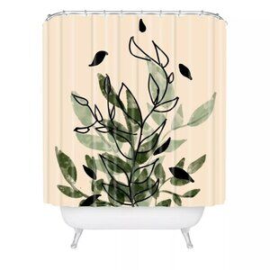 Aleeya Jones from Deny Designs Leaves Shower Curtain Green & Cream 71" x 74"